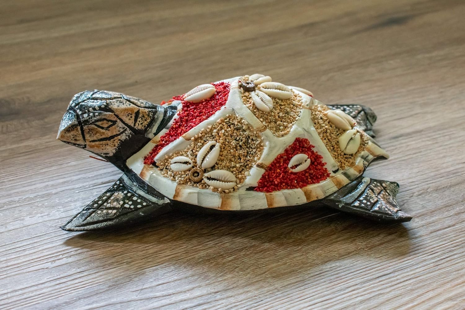 G6 COLLECTION Wooden Tortoise Turtle Home Decor Sculpture Statue Hand Carved Decorative Accent Figurine Handcrafted Handmade Seaside Tropical Nautical Ocean Coastal Decoration Wall Hanging (Red)