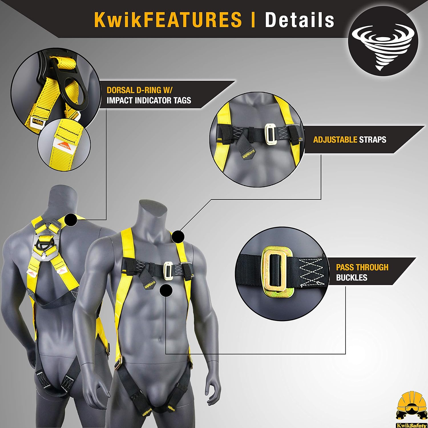 KwikSafety (Charlotte, NC) GATOR KIT |Temporary Reusable Roof Anchor, 50’ Vertical Lifeline Rope 1D Ring Full Body Safety Harness Tool Lanyard | ANSI OSHA PPE Fall Protection Arrest Equipment Roofing - - 