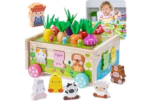 KMTJT Toddler Montessori Wooden Farm Toys | Babies 12-18 Months Toy with Game Map for 1 2 3 Year Old Boys Girls | 1st First Birthday Gifts for 1-2 Years | Wood Learning Educational Toys Fine Motor Skills