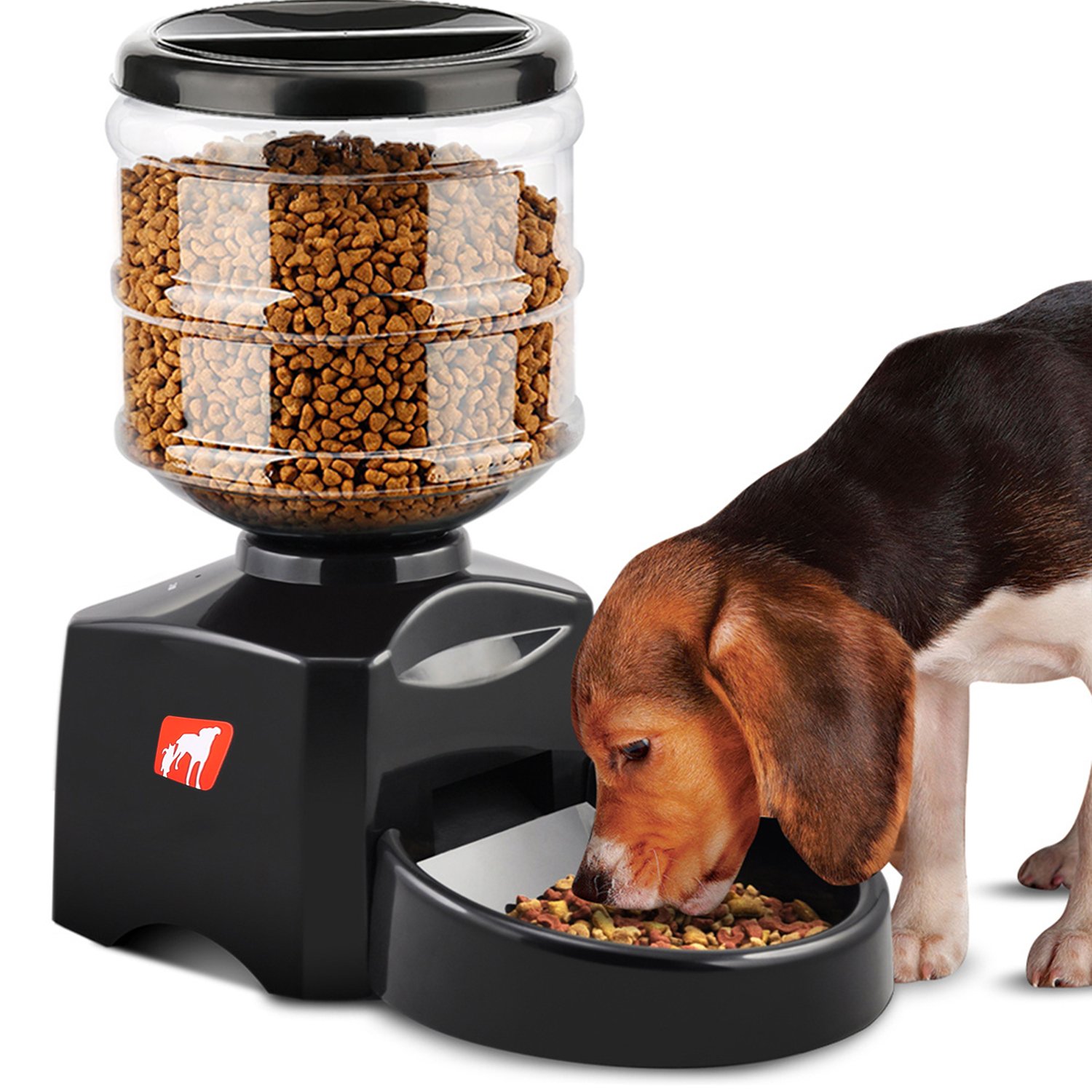 5.5L Automatic Pet Feeder Food Dispenser with Voice Recorder & Timer, High Capacity Portion Control, Electric Dog Dry Food Dispenser Bowl with Digital LCD Control Panel
