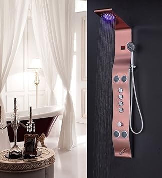 Zyjy Badezimmer Zu Hause Zyjyrote Bronze Kabel 4 4 Kupfer Art Kalt Warme Switch Smart Lcd Display Hell Mobile Bad Dusche Amazon De Kuche Haushalt