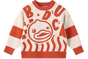 BDUCK+ B.Duck Kids Sweater Cute Cartoon Duck Crewneck Long Sleeve Knitted Pullover Tops for Unisex Boys Girls Size 3-12 Years