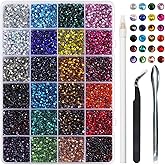 BEADSLAND Hotfix Rhinestones Mixed 24 Colors,SS10/14400pcs | Mat: glass,3mm,DIY,for crafts clothes,with tweezers,wax pencil and spoon