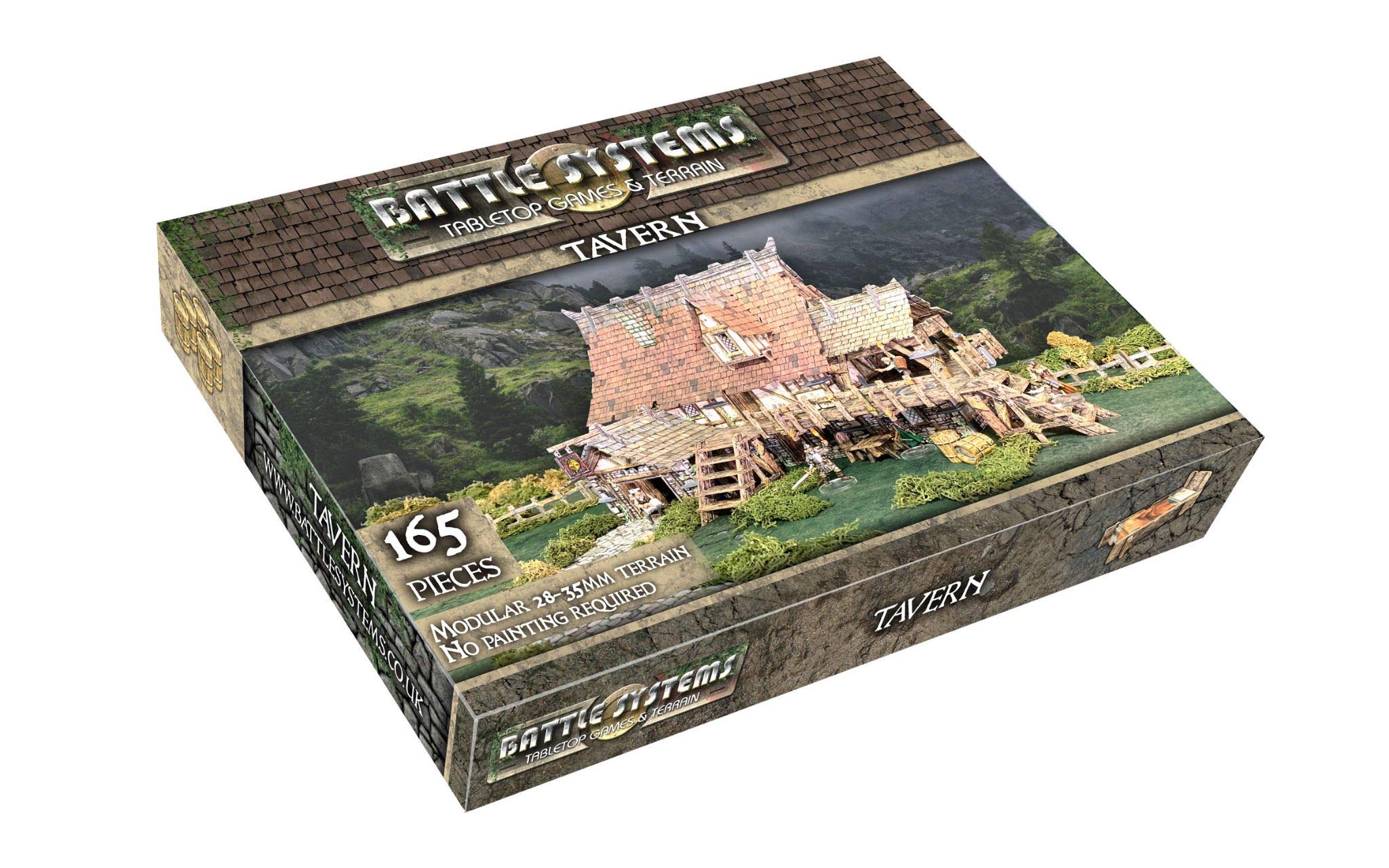 Battle Systems – Modular Fantasy Scenery – Perfect for Roleplaying and Wargames - Multi Level Tabletop Terrain for 28mm Miniatures – Colour Printed Model Diorama – (Tavern)