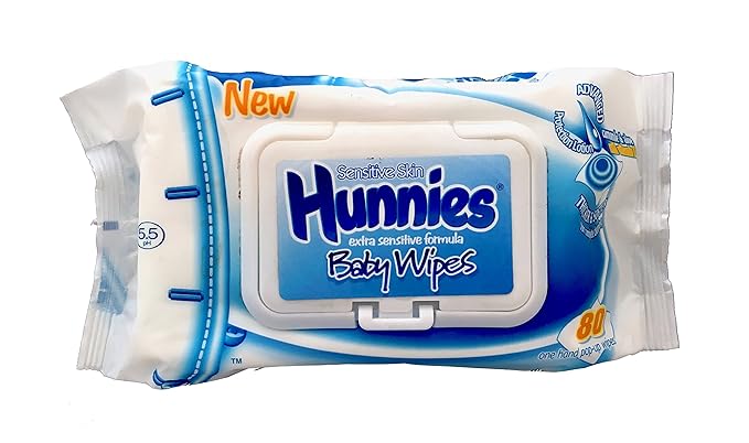 Hunnies Baby Wipes Extra Sensitive Formula for Sensitive Skin (80 PCS) with Fliptop.