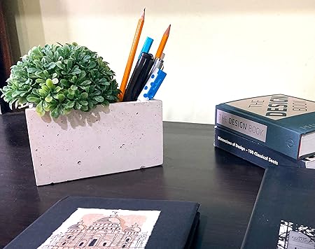 GOMAADS Handcrafted Concrete Desk Planter Modern Rustic Weddings Birthdays Decorative for Indoor and Outdoor Plants