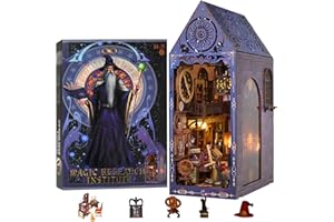 KIYTARBOO Book Nook Kit - DIY Miniature Booknook Kit with LED, Book Nook Kits for Adults, DIY Dollhouse Booknook for Bookshelf Insert Decor Crafts for Adults Teen, 3D Wooden Puzzle Halloween Decorations/Gifts