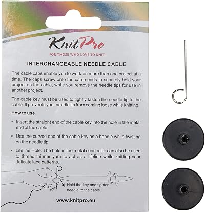 KnitPro Interchangeable Cable with Silver Connectors 50 cm Black