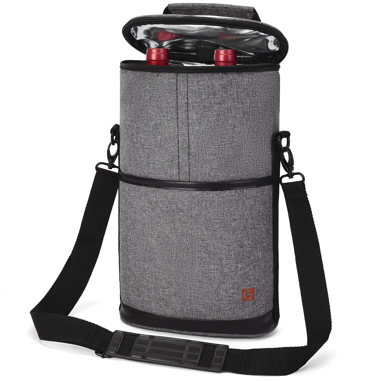 ALLCAMP Insulated Wine Tote Bag and Wine Travel Bag with Handle Adjustable Shoulder Strap,Great Gift for Wine Lover (Two Bottle -1)