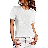 ANRABESS Women's Summer Waffle Knit Tops Crew Neck Short Sleeve Casual Trendy Shirts Basic Tee Blouses 2026 Spring Outfits