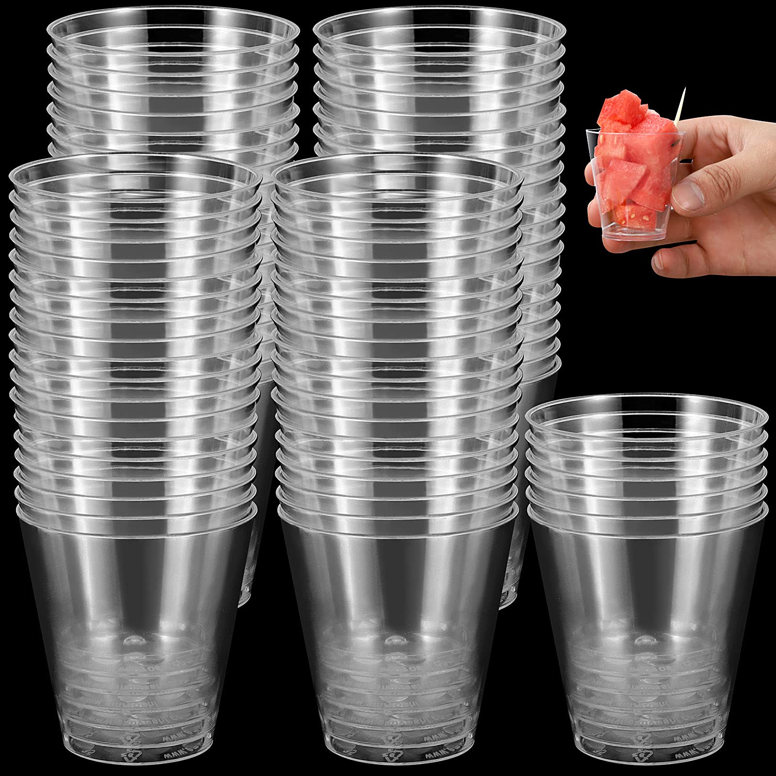 SEUNMUK 300 Pack 50ml / 2oz Plastic Shot Glasses, Small Disposable Plastic Shot Glasses, Mini Clear Plastic Cups for Whiskey, Jello, Beverage, Tasting, Sauce, Dips, Samples
