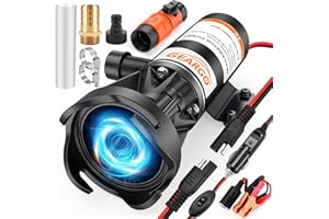 GEARGO Macerator Pump for RV,Powerful 12V 15GPM Suction 3.2 feet Lift 10 feet with Garden Hose Discharge Port, Quick Release Sewage Pump Kit with Fresh Water Rinse.