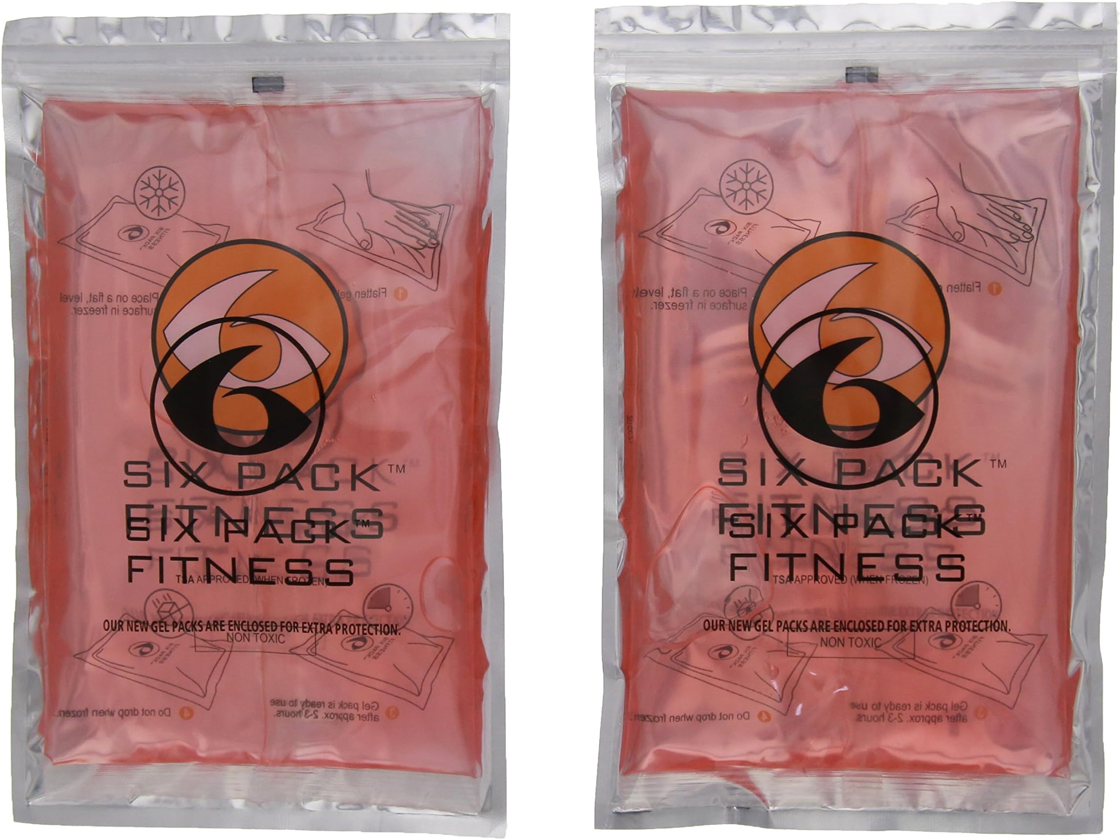 6 Pack Fitness Large Gel Pack - Set of 2 (Red)