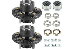 Youxmoto Trailer Idler Hub kit, 5 on 4.5 for 3500 lbs Trailer Axle, 5x4.5 Trailer Hub Assembly, Set of 2, with Bearing, Grease Seal