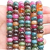 Songxi 5x8mm Dark Tourmaline Rondelle Beads, 75PCS Spacer Round Loose Abacus Beads for Jewelry Making, Gemstone for Bracelet Necklace Earrings, Arts and Crafts