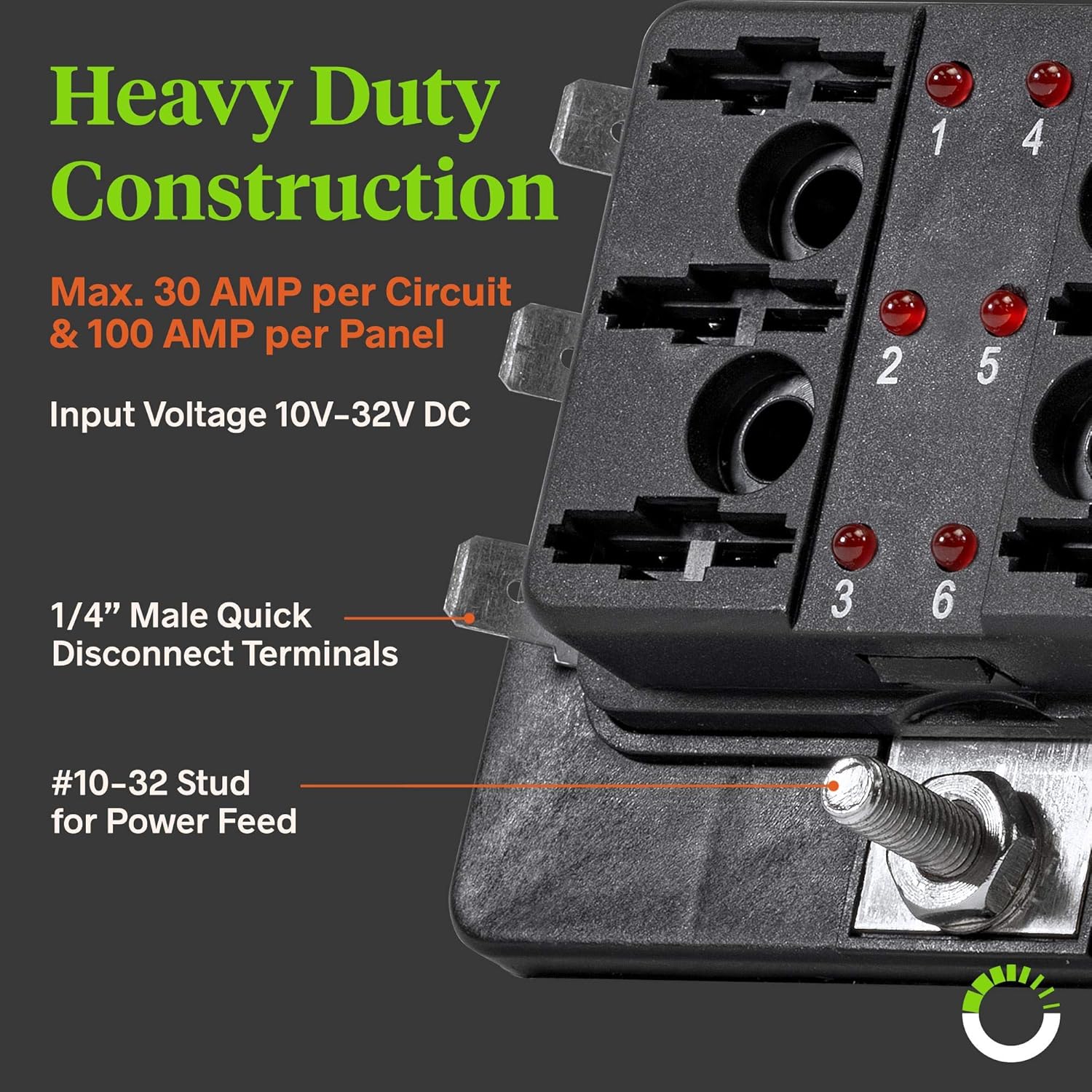 6 Way Blade Fuse Box for Automotive [ATC/ATO Blade Fuses] [100 Amp][LED Indicator] [Protection Cover] [10-30V DC; 12V] Auto Marine Fuse Block: Automotive