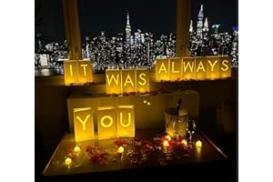 WYMM It Was Always You Light Up Letters with 30 Tea Lights Candles and 1000 Red & Pink Rose Petals - Luminary Bags Engagement Party Decorations & Anniversary Decorations Ideal Gift For Men & Women
