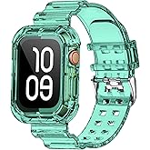 Clear Watch Band for Apple Watch 42mm 44mm 45mm Transparent Crystal Bumper Case Band Compatible with Apple iWatch Series 9 8 SE 7 6 5 4 3 2 1(Dark Green 42/44/45mm)
