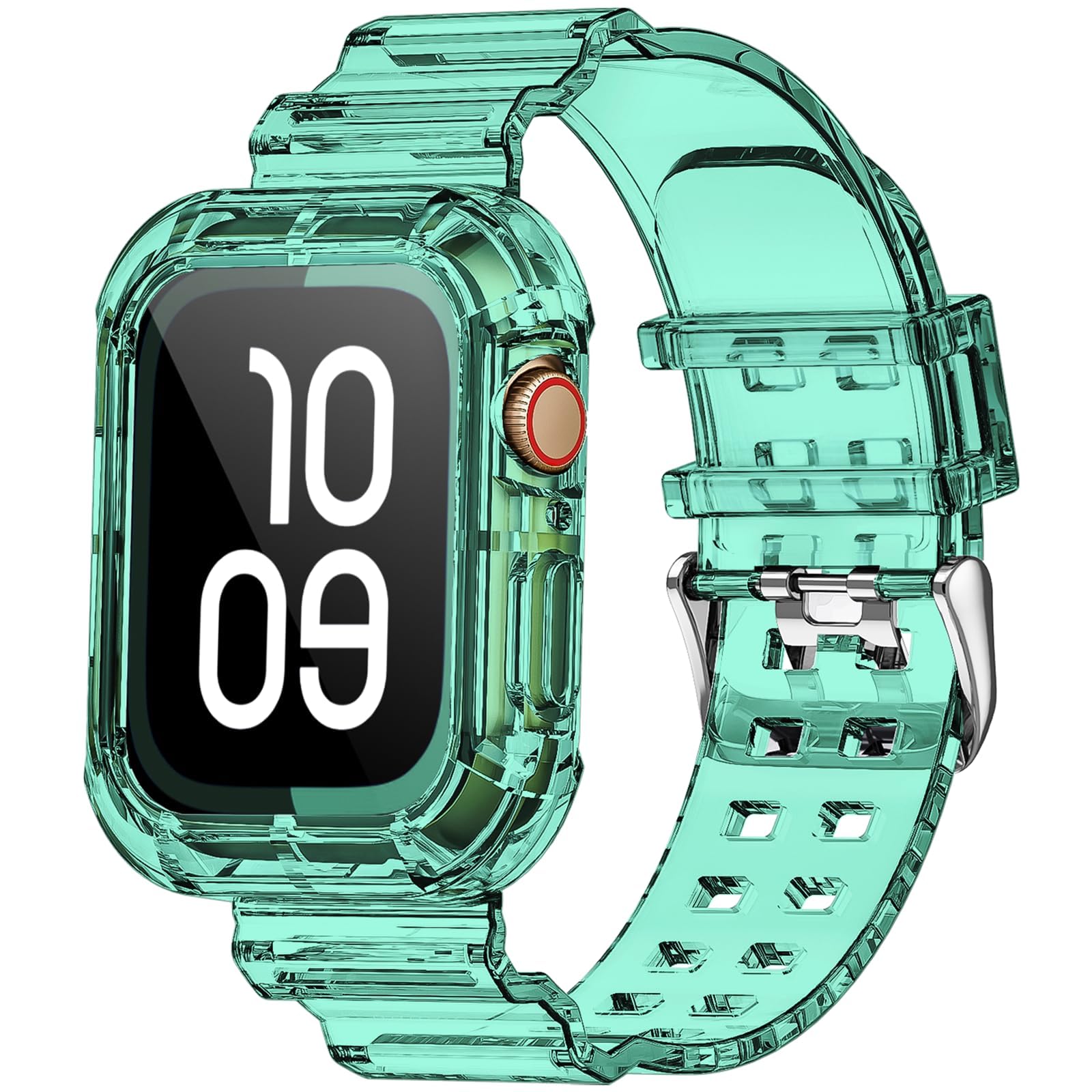 Photo 1 of Clear Watch Band for Apple Watch 38mm 40mm 41mm Transparent Crystal Bumper Case Band Compatible with Apple iWatch Series 9 8 SE 7 6 5 4 3 2 1 (Dark Green 38/40/41mm)