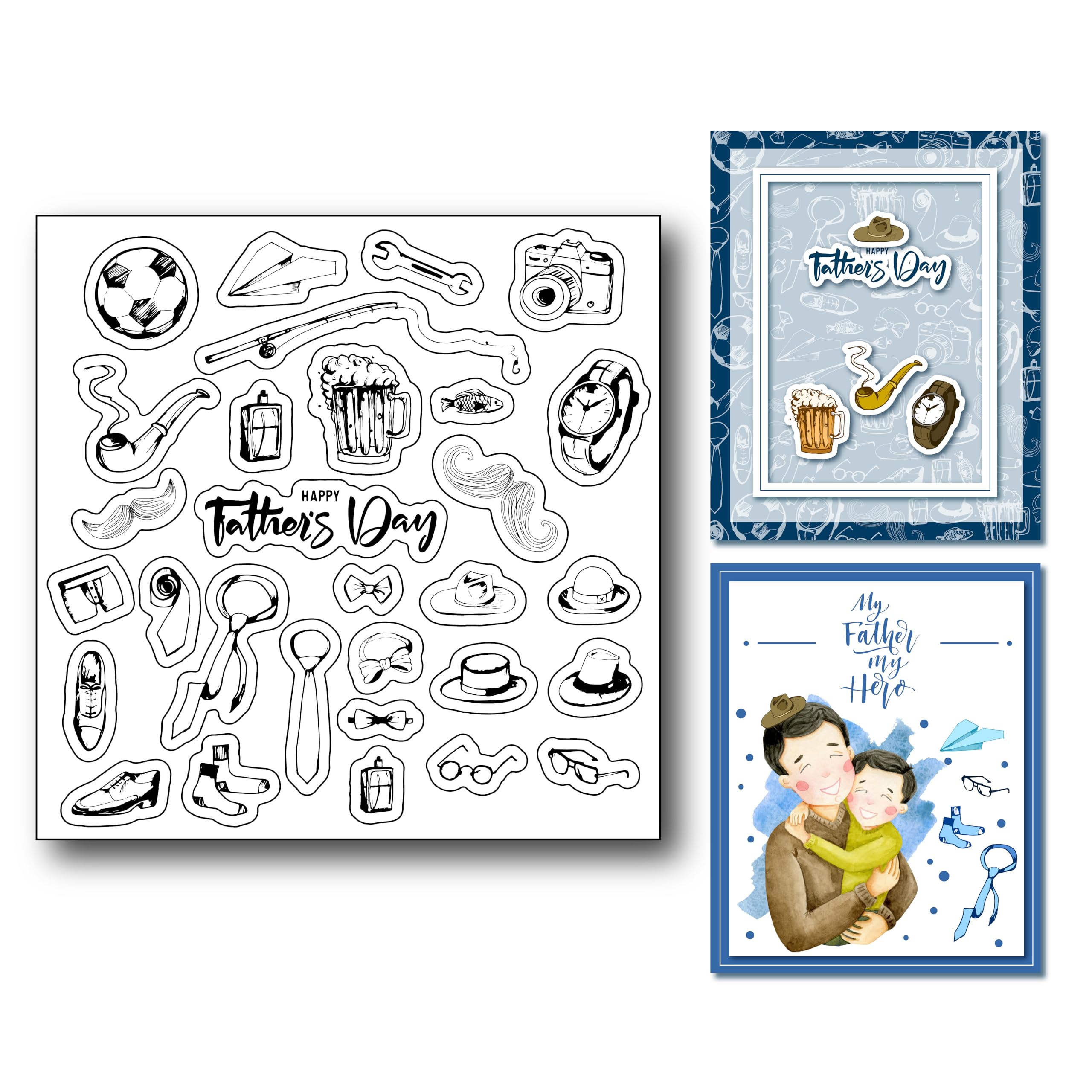 arriettycraft Father's Day Clear Stamps for Card Making or Journaling Dad Masculine Silicone Rubber Stamp Seals for DIY Scrapbooking Album Decoration Paper Crafting Decoration