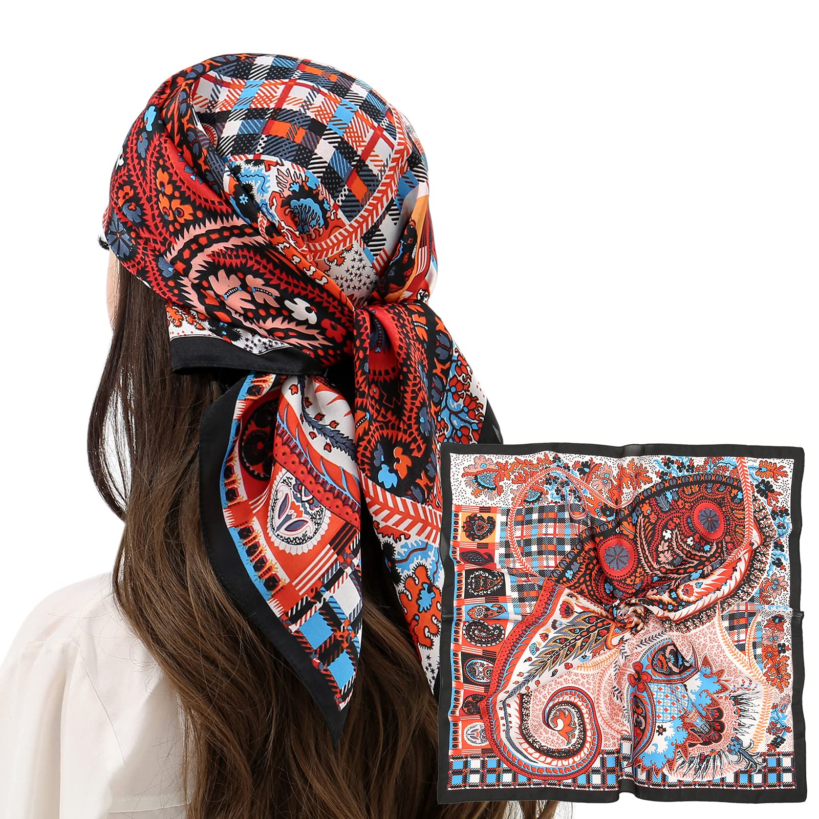 Photo 1 of RIIQIICHY Womens Head Hair Scarf Paisley Cashew Like Satin Silk Scarf Sleeping Hair Wrapping Night 27.5"