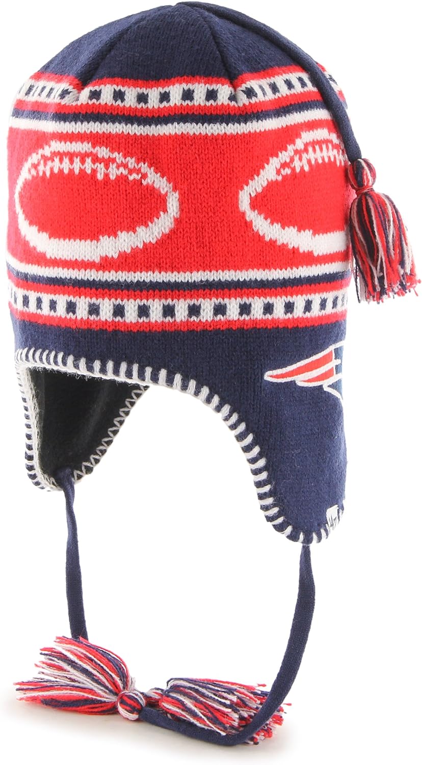 47 Kids Nfl New England Patriots Sherpa Style Knit Hat With Tassels Brand Amazon Co Uk Clothing