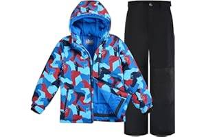SMONTY COZY Boys Snowsuit Hooded Water-repellent Ski Suit Windproof Winter Suit