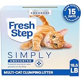 Fresh Step Advanced Simply Unscented Multi Cat Clumping Cat Litter, 18.5 lb | Formulated with No Added Dyes or Fragrances, Ammonia Block Technology, Low Dust, Compatible with Most Automatic Litter Boxes
