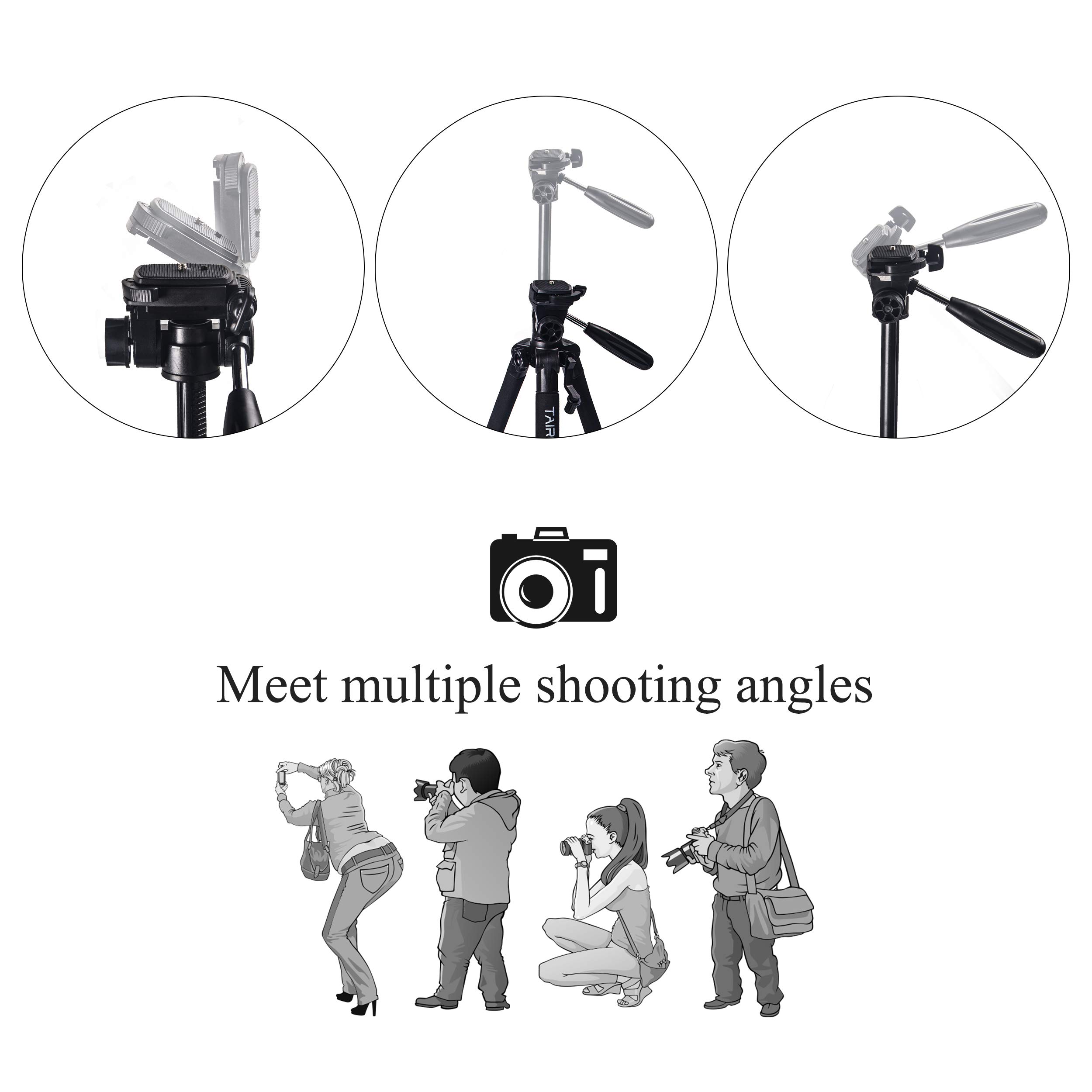 Treppiede per macchina fotografica - Treppiede Tairoad 140cm leggero con clip per cellulare e piastra a sgancio rapido per fotografia, Live Show - Rosso