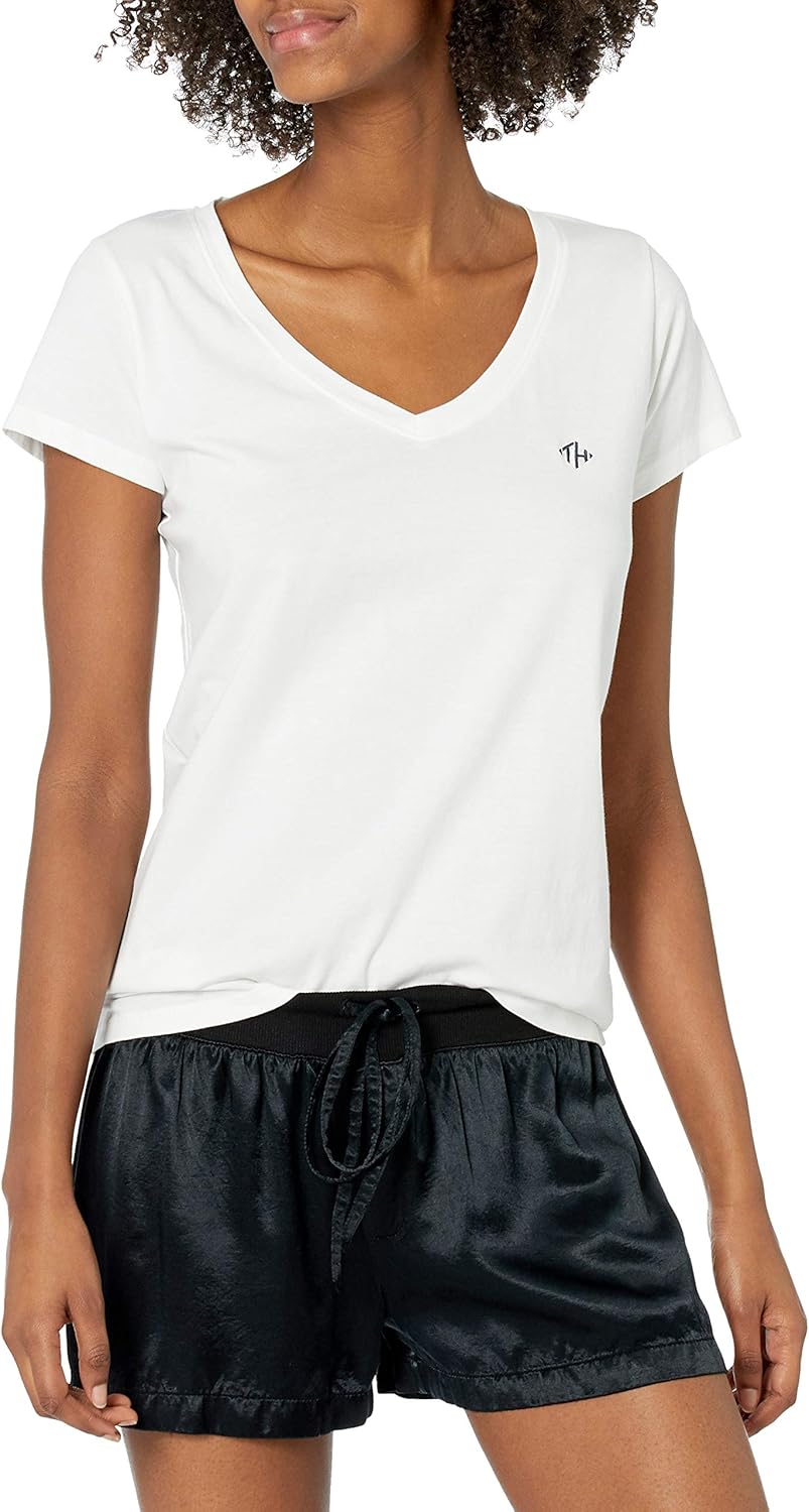 Tommy Hilfiger Women's V-Neck Tee Pajama Pj at Amazon Womenâs Clothing store: Pajama Tops