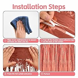 PABUES 5 Pack 3.3 x 6.6 FT Rose Gold Foil Fringe