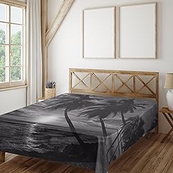 Ambesonne Tropical Flat Sheet, Coconut Palm Trees