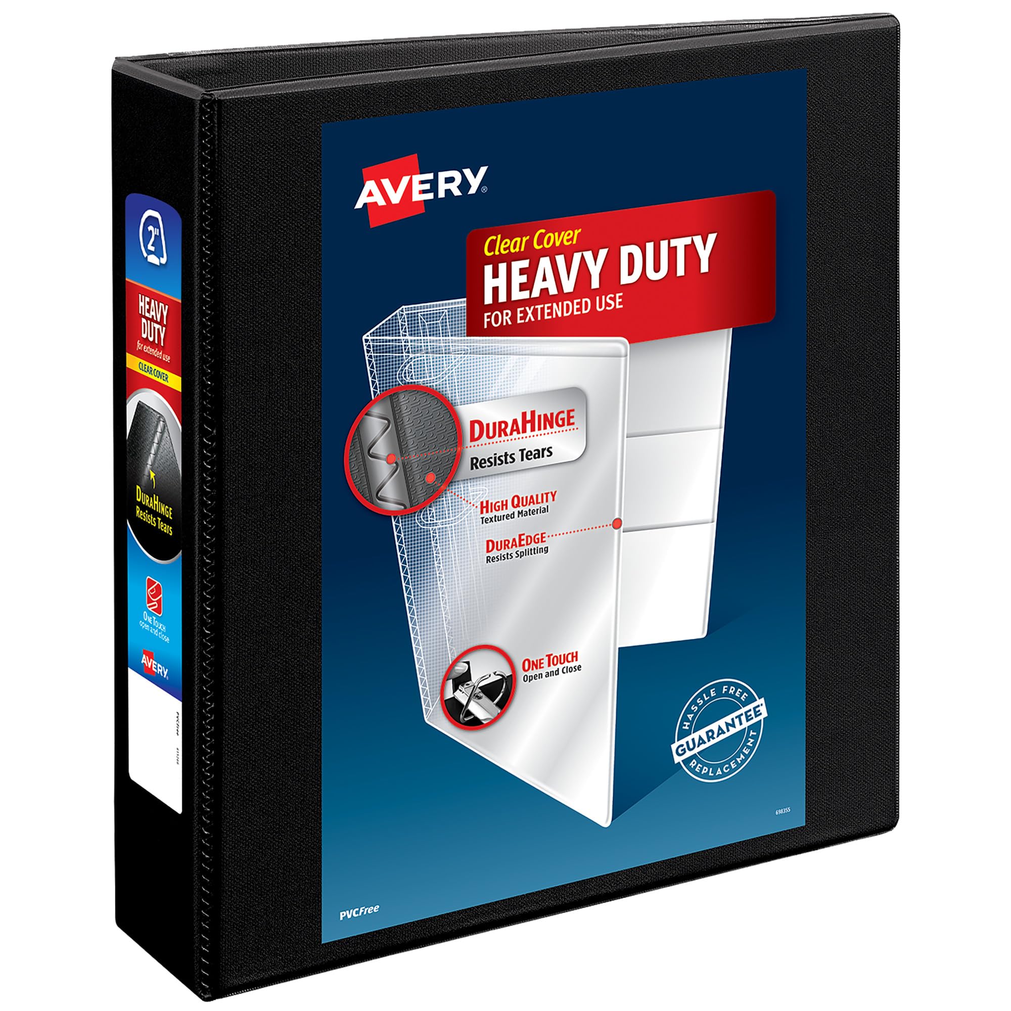 Photo 1 of Avery Heavy-Duty View 3 Ring Binder, 2" One Touch Slant Rings, 530-Sheet Capacity, 2.8 Inch Wide Spine, Great for Home, School Supplies, Office, or Organization Needs, 1 Black Binder (05500)
