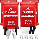 Emergency Fire Blanket for Home and Kitchen (4-Pack) Fireproof and Fire Suppression Blanket | 40"x40" Fiberglass Fire Blankets for Home Safety, Camping, and Office - Fire Retardant Blankets for Fires