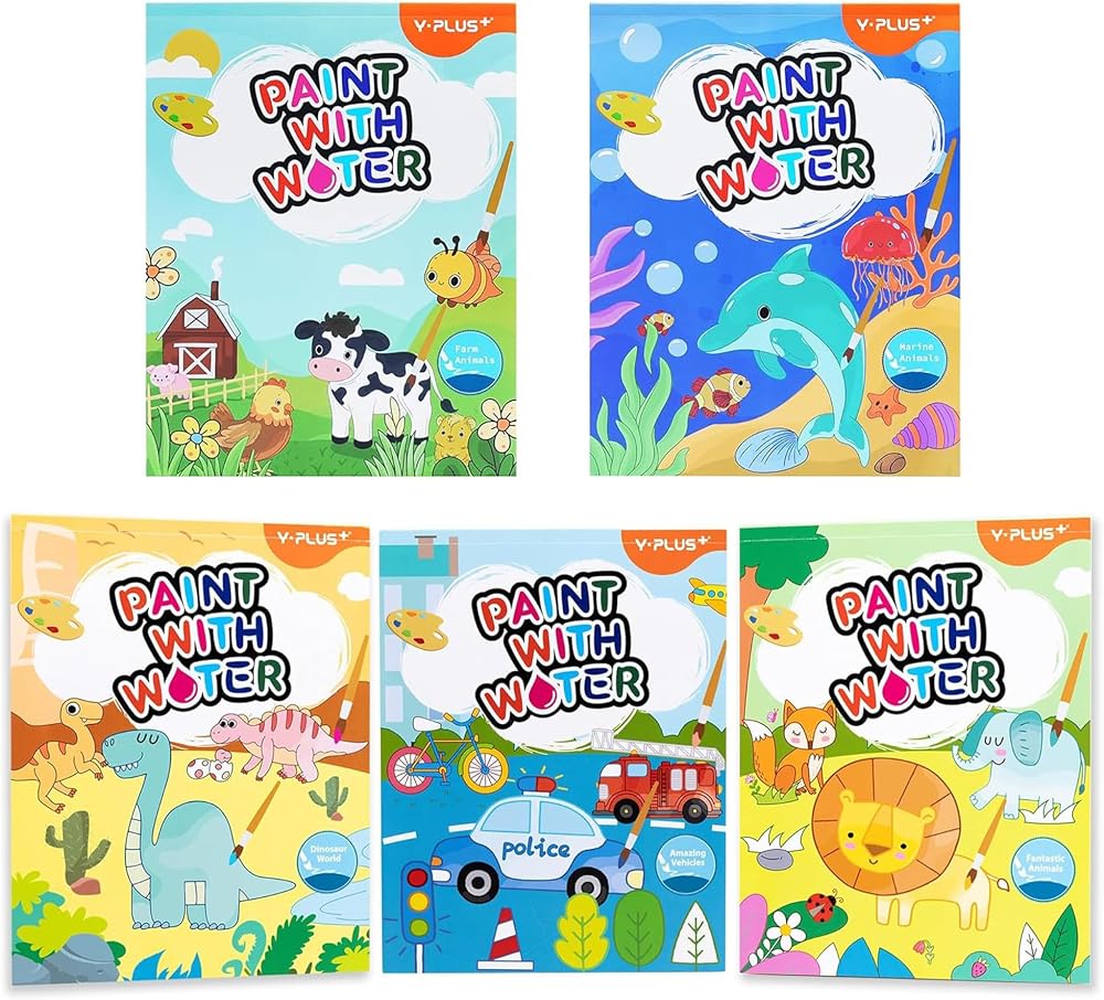 YPLUS Paint with Water Books for Toddlers 5 Themes Water Drawing Paper
