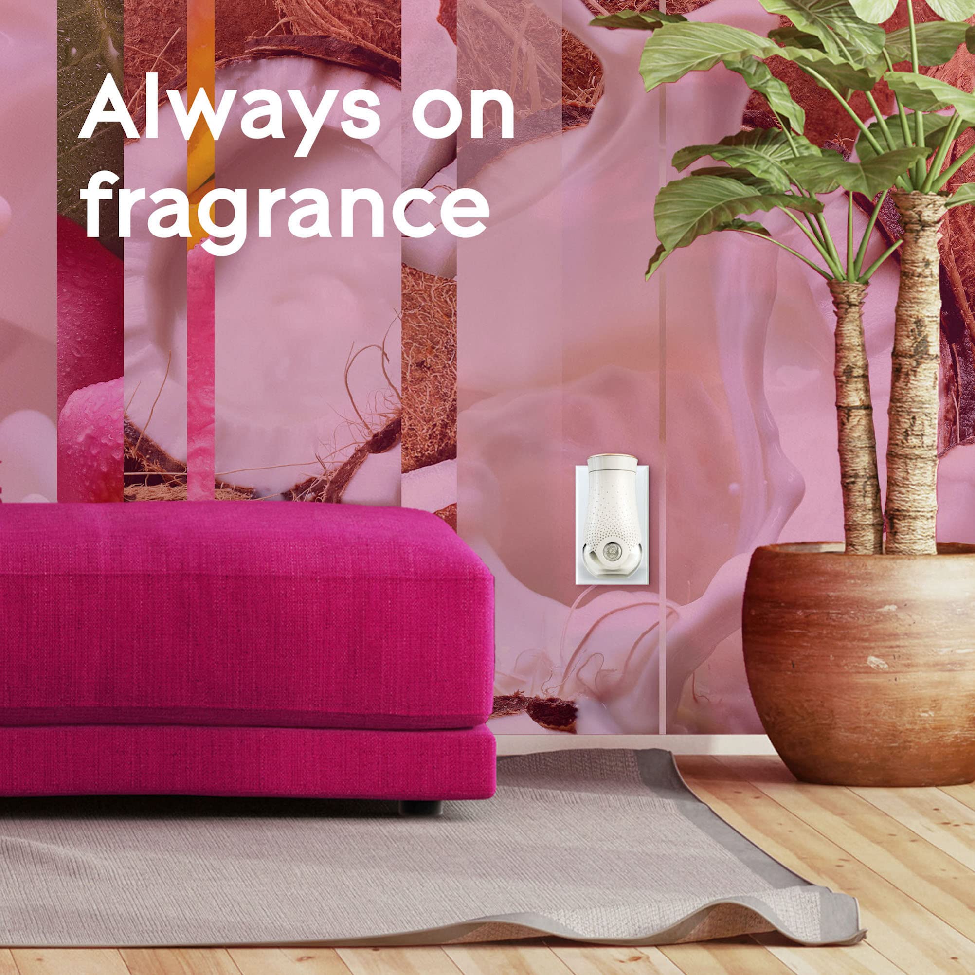 Glade PlugIns Refills Air Freshener Starter Kit, Scented and Essential Oils for Home and Bathroom, Tropical Blossoms, 3.35 Fl Oz, 1 Warmer + 5 Refills