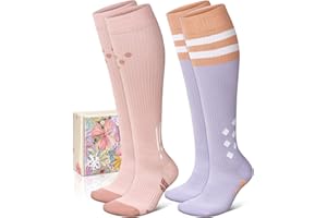 Thick Cotton Compression Socks for Women&Men 15-20mmHg Knee High Cute Support Sock for Nurses, Pregnancy, Travel