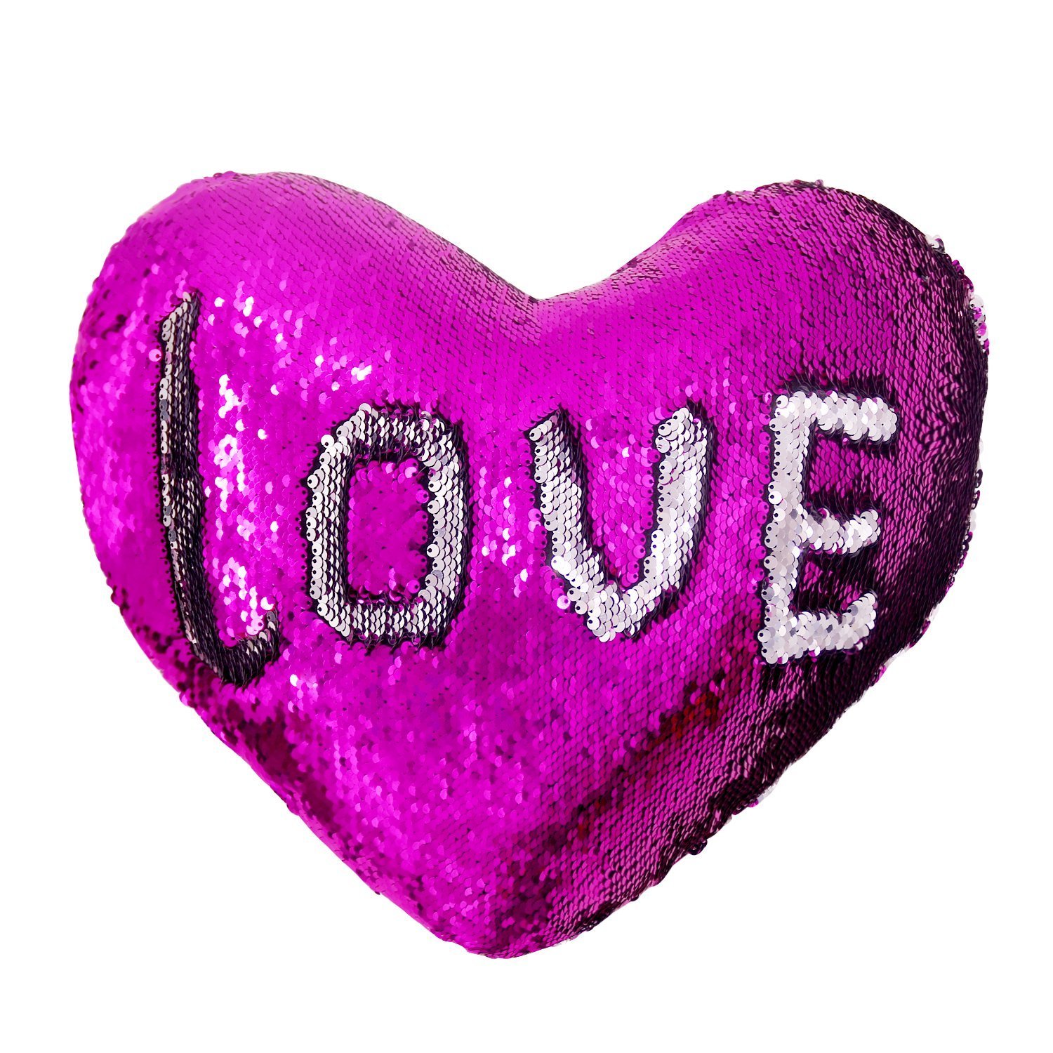 heart shaped sequin pillow
