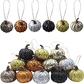 Fall Pumpkin Ornaments, 30Pcs Hanging Pumpkins Thanksgiving Tree Decorations, 1.4" Mini Pumpkins Farmhouse Fall Ornaments for Small Tree for Autumn Thanksgiving Halloween Christmas Harvest (30Pcs)
