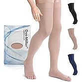 Doc Miller Thigh High Open Toe Compression Stockings 15-20mmHg for Varicose Veins, Pregnancy Support Open Toe Thigh High Compression Socks for Women and Men