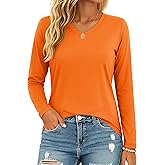 MAGCOMSEN Women's Long Sleeve Shirts V Neck Cotton Basic Tee Soft Breathable Casual Tops Cassic-Fit T-Shirt