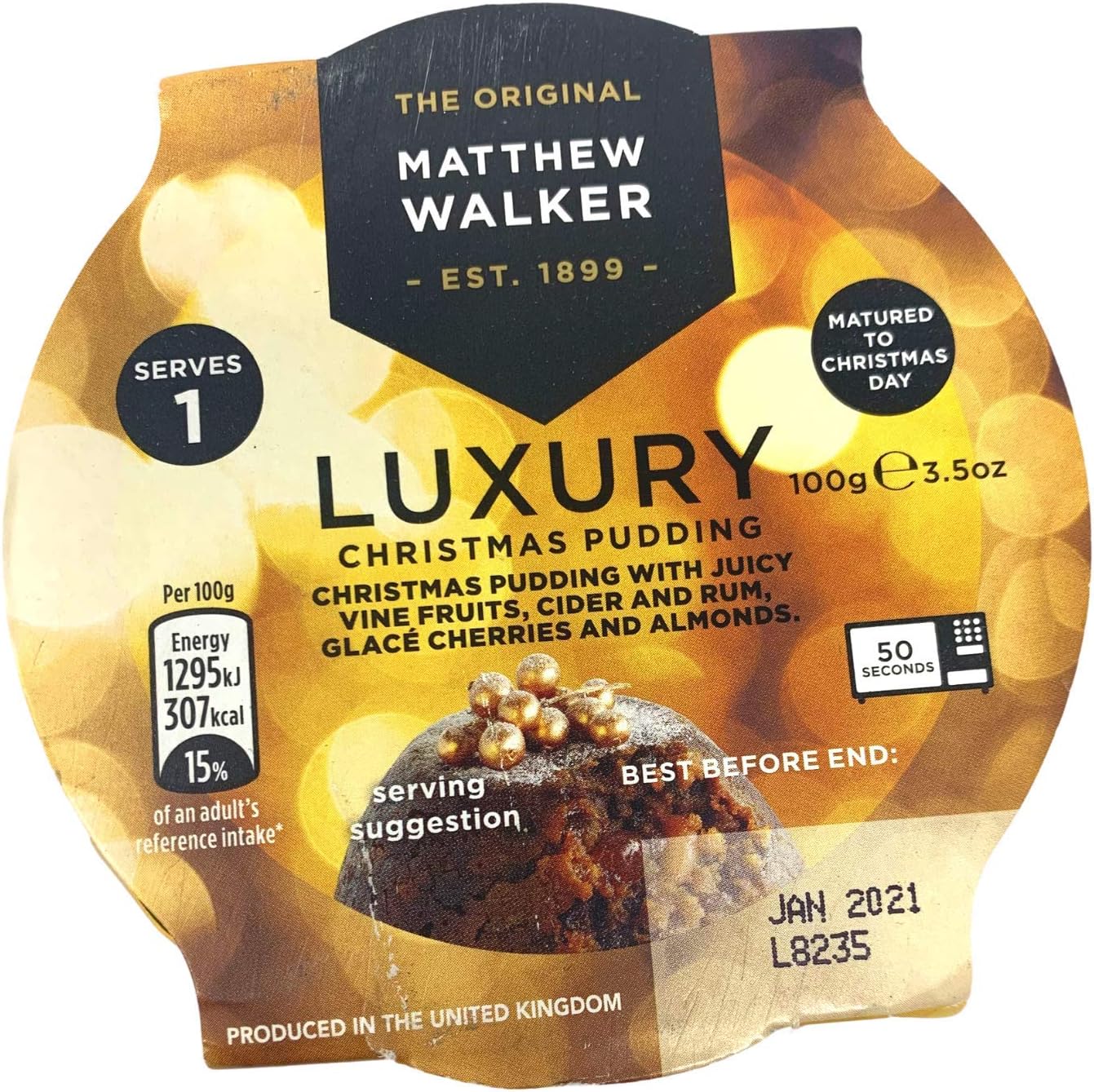 Matthew Walkers Luxury Victorian Christmas Pudding 100g 4oz by
