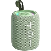 Tribit Bluetooth Speaker StormBox Mini+, 12W Shower Speaker with 360° Sound, 12H Playtime, Custom EQ, BT5.4, IPX7 Waterproof, RGB Lights, Type-C, AAC/SBC, TWS, Portable for Camping/Backyard (Green)