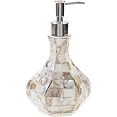 Milano Hand Soap Dispenser for Bathroom, Decorative Countertop Lotion Dispenser Finished in Beautiful Mother of Pearl, with Durable Pump for Elegant Bathroom Decor