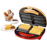 Nostalgia Taco Tuesday Electric Churro Maker &ndash; Nonstick, 6-Slot Dual Cooking Plates for Homemade Churros and Cinnamon Pasties &ndash; Yellow and Red