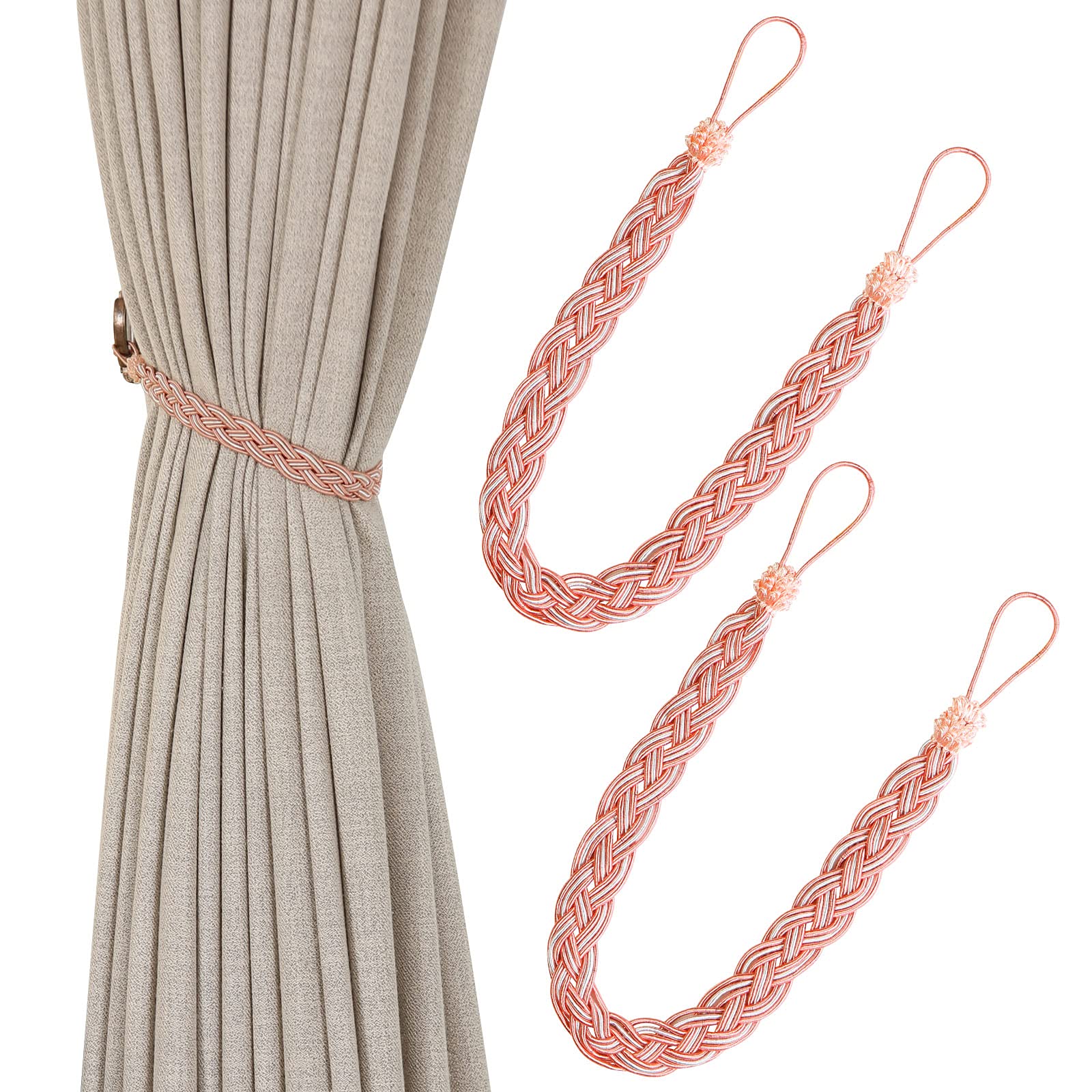 Hand Knitting Curtains Tied Rope Simple Type Curtain Tie Backs and Accessories (Pink)