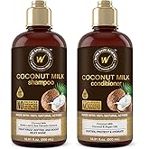WOW Skin Science Coconut Milk Shampoo and Conditioner Set - Shampoo & Conditioner for Curly Hair - Paraben Sulfate Free - 33.82 Fl Oz