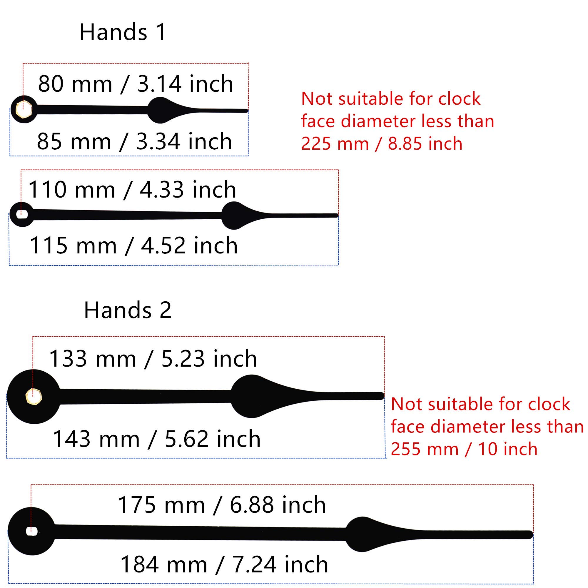 TIKROUND Youngtown 12888 High Torque Long Shaft Clock Movement Mechanism with 4 Sets Hands Total Shaft Length 1-3/32 inch.