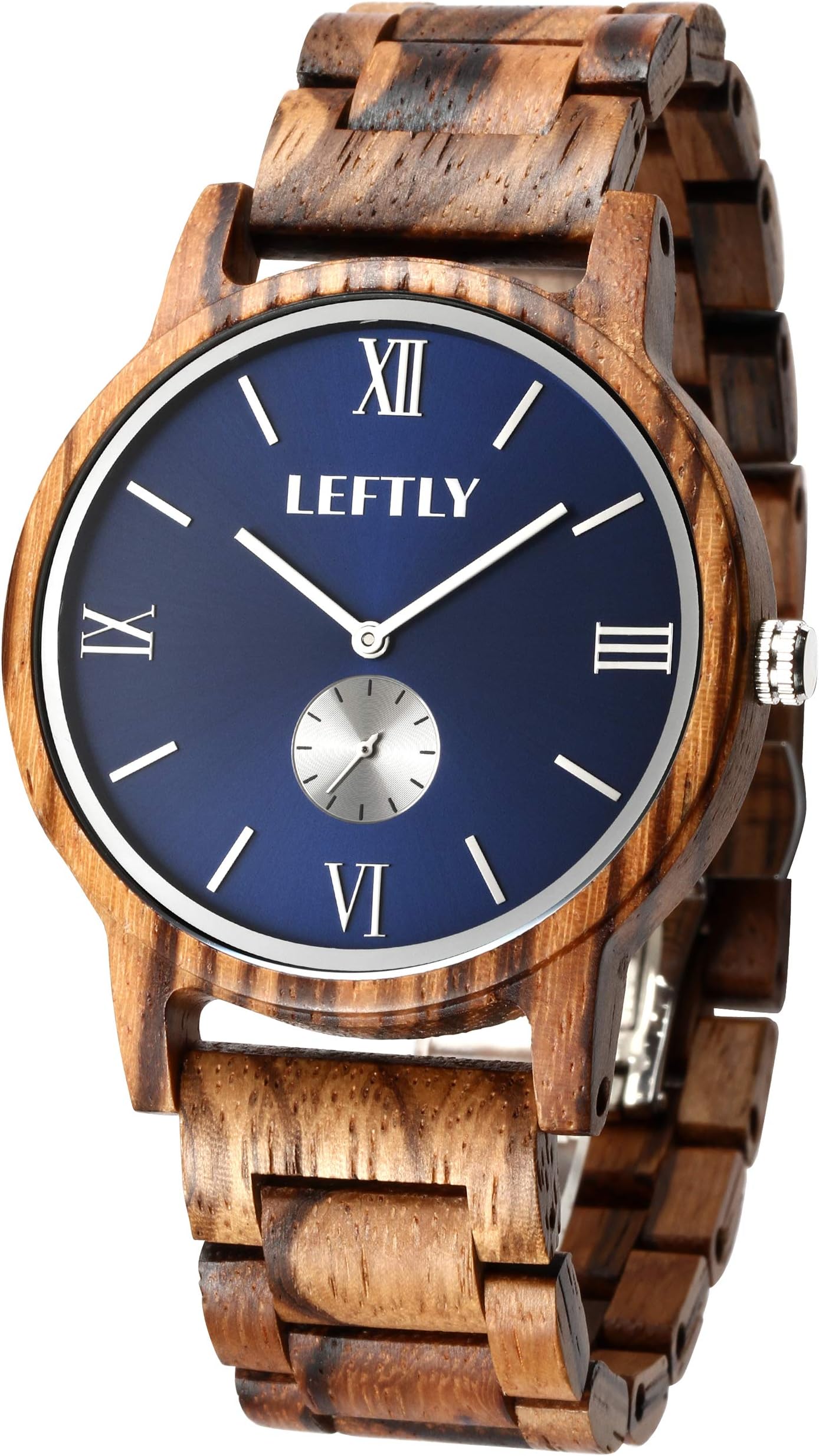 LEFTLY Mens Wooden Watch Handmade Wood Band Lightweight Miyota Movement Quartz Wrist Watch