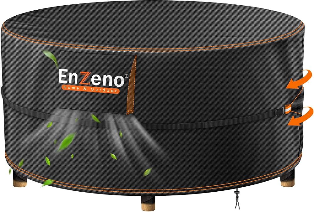 Enzeno Round Garden Table Cover 230x100cm with Vents 420D Oxford Heavy Duty